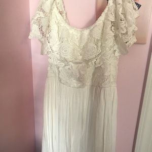 White lace off the shoulder dress